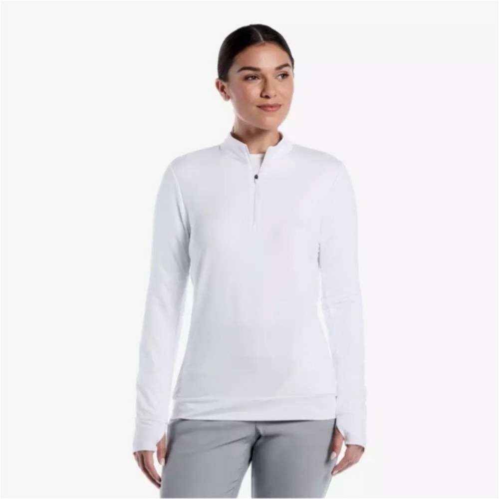 PGA Tour Top Womens Sz XXL Golf Quarter Zip Pullover Long Sleeves White NEW